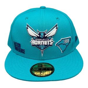 New Era 59Fifty Charlotte Hornets Teal NBA Fitted Hat‎ Men's Size 7 1/2 Teal